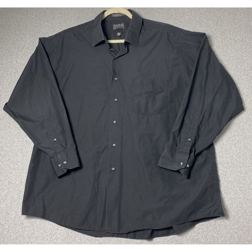 Arrow Classic Fit Wrinkle Free Men’s Dress Shirt Black Size 18.5 (34/35)